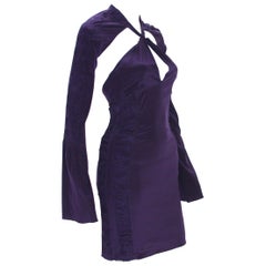 New Tom Ford for Gucci S/S 2004 Deep Purple Silk Plunging Backless Dress 38 & 44
