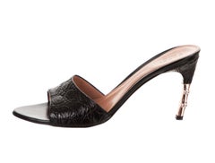 New Tom Ford for Gucci S/S 2004 Genuine Crocodile Black Bamboo Heeled Shoes 8 B