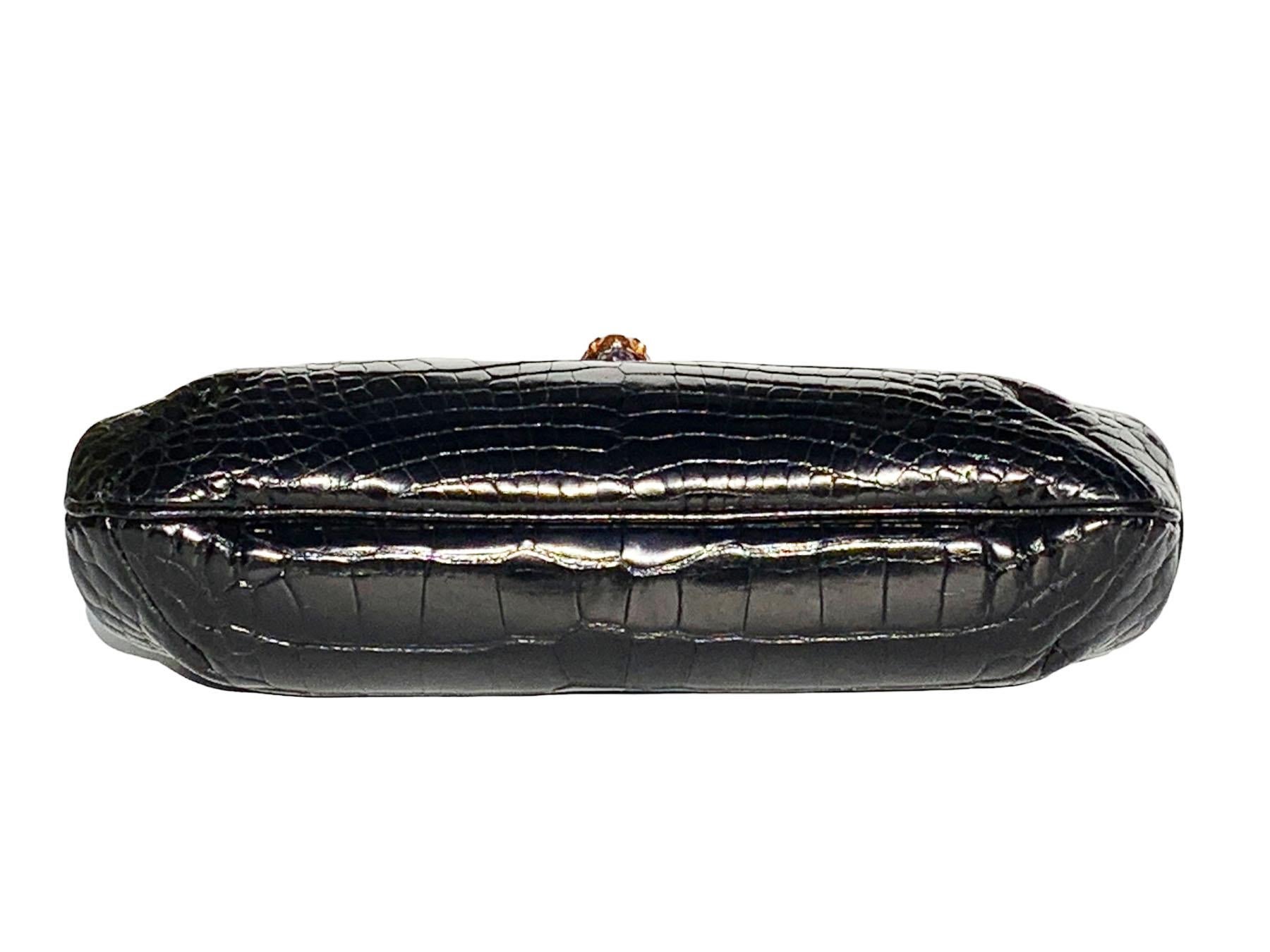 Women's New Tom Ford for Gucci S/S 2004 Limited Edition Black Crocodile Enamel Snake Bag For Sale