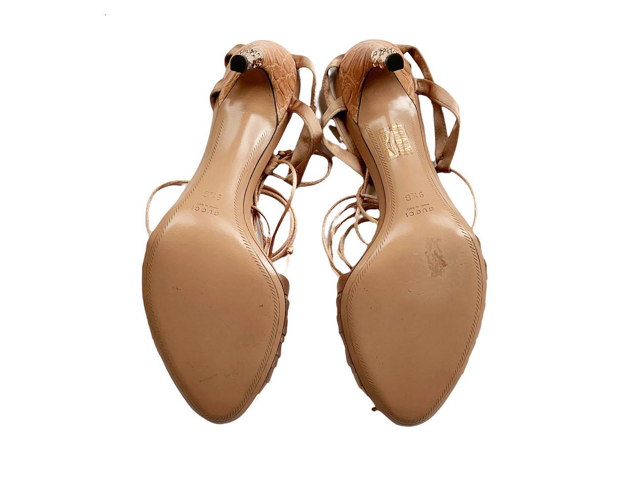 Chaussures corset Tom Ford pour Gucci en satin de crocodile couleur chair, taille US 9 et 9,5, printemps-t 2004 Neuf - En vente à Montgomery, TX