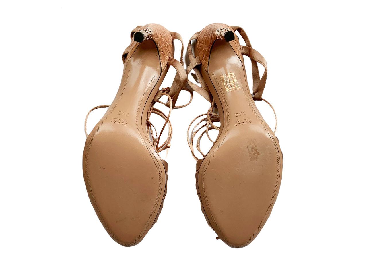 New TOM FORD for GUCCI S/S 2004 Nude Crocodile Satin Corset Shoes US 9.5 In New Condition For Sale In Montgomery, TX