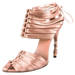 New TOM FORD for GUCCI S/S 2004 Nude Crocodile Satin Corset Shoes 9.5 It. 39.5