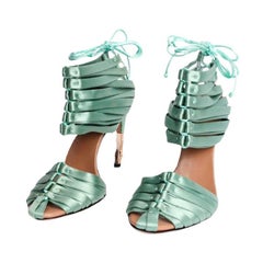 New Tom Ford for Gucci Raso Greene & Greene Greene & Greene Bamboo Heel Scarpe It 37.5  US 7.5