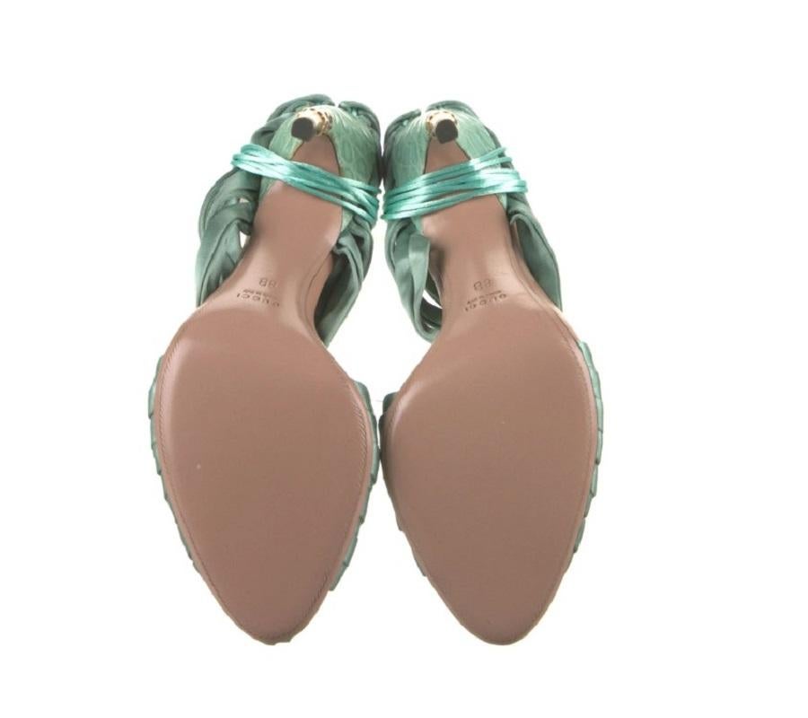 New Tom Ford for Gucci Satin Mint Green Corset Bamboo Heel Shoes It 38 B  US 8 B 1