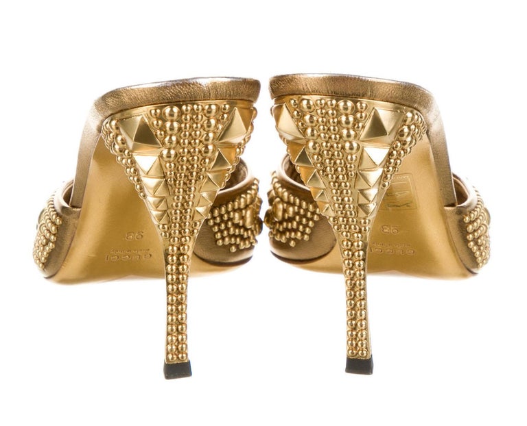 New Tom Ford for Gucci Studded Gold Bronze Runway Heels Shoes Mules 6 B at  1stDibs | bronze tom ford heels, tom ford bronze heels, tom ford gucci heels