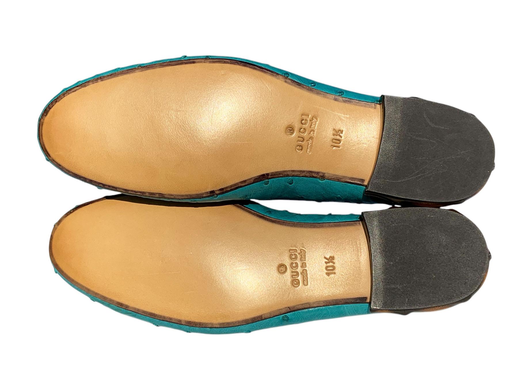 New Tom Ford for Gucci Mocassini da uomo con tacco in struzzo turchese e bambù US 10.5 in vendita 2