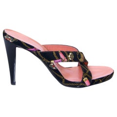 New Tom Ford For Gucci Vintage Chain Logo Satin Slide Heels Sz 6.5