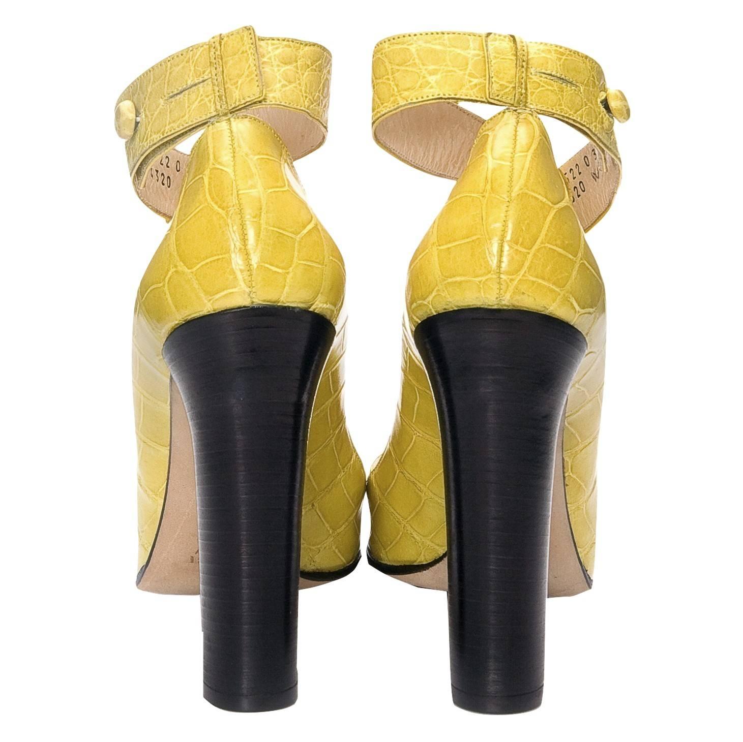New Tom Ford for Gucci Yellow Crocodile Ballerina Heels Pumps Sz 39 1