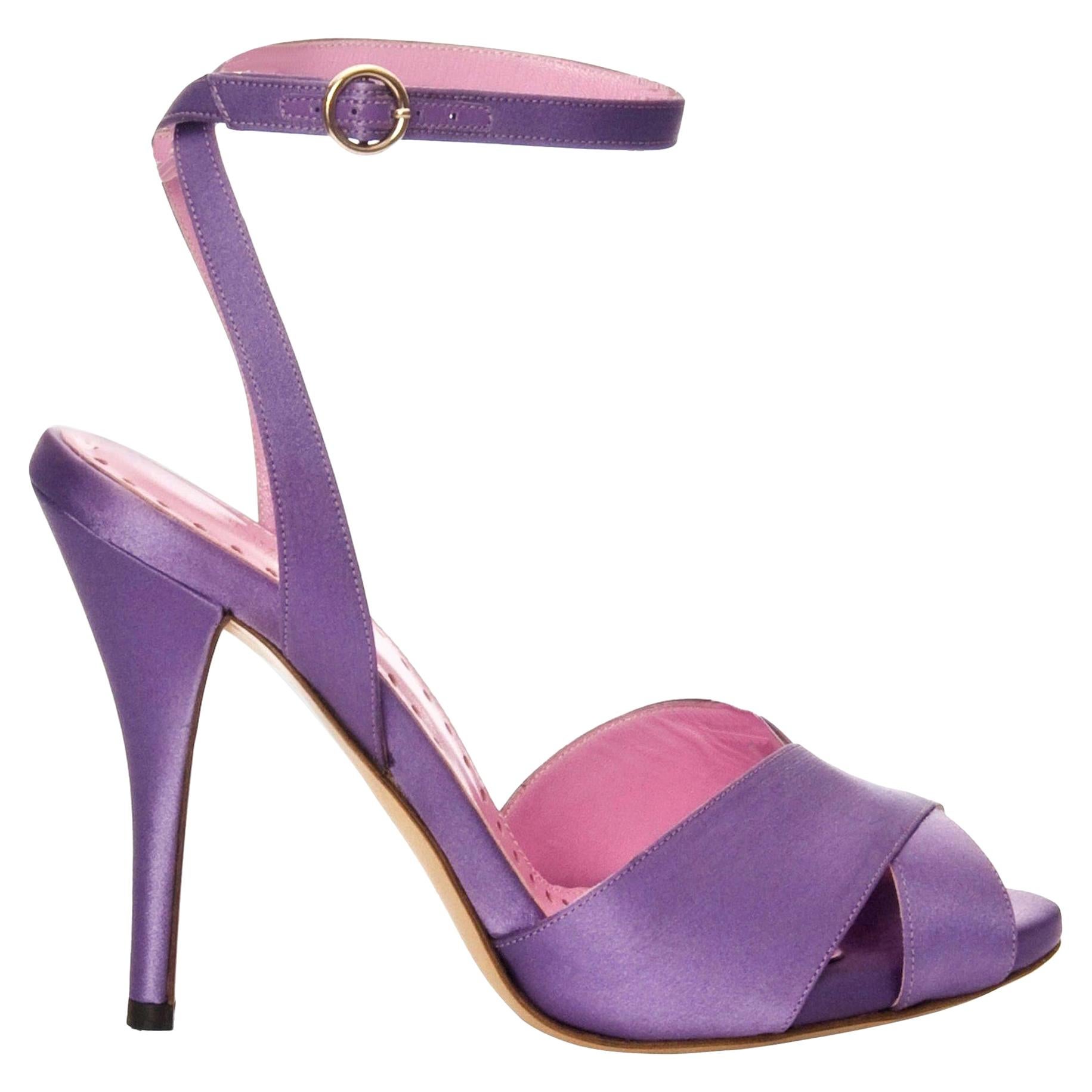 Purple New Tom Ford for YSL Yves Saint Laurent Final Collection Satin Heels Sz 37