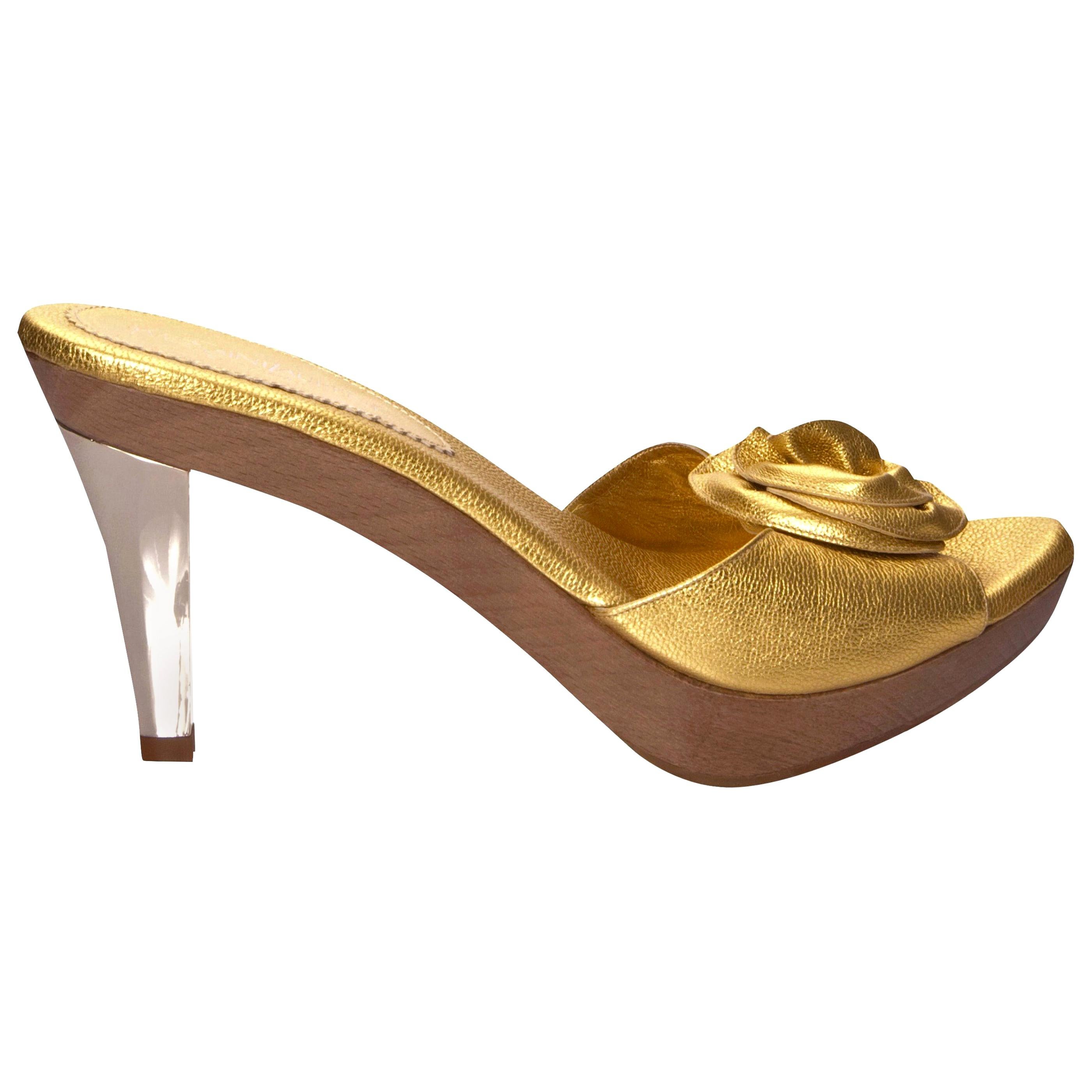 ysl heels gold