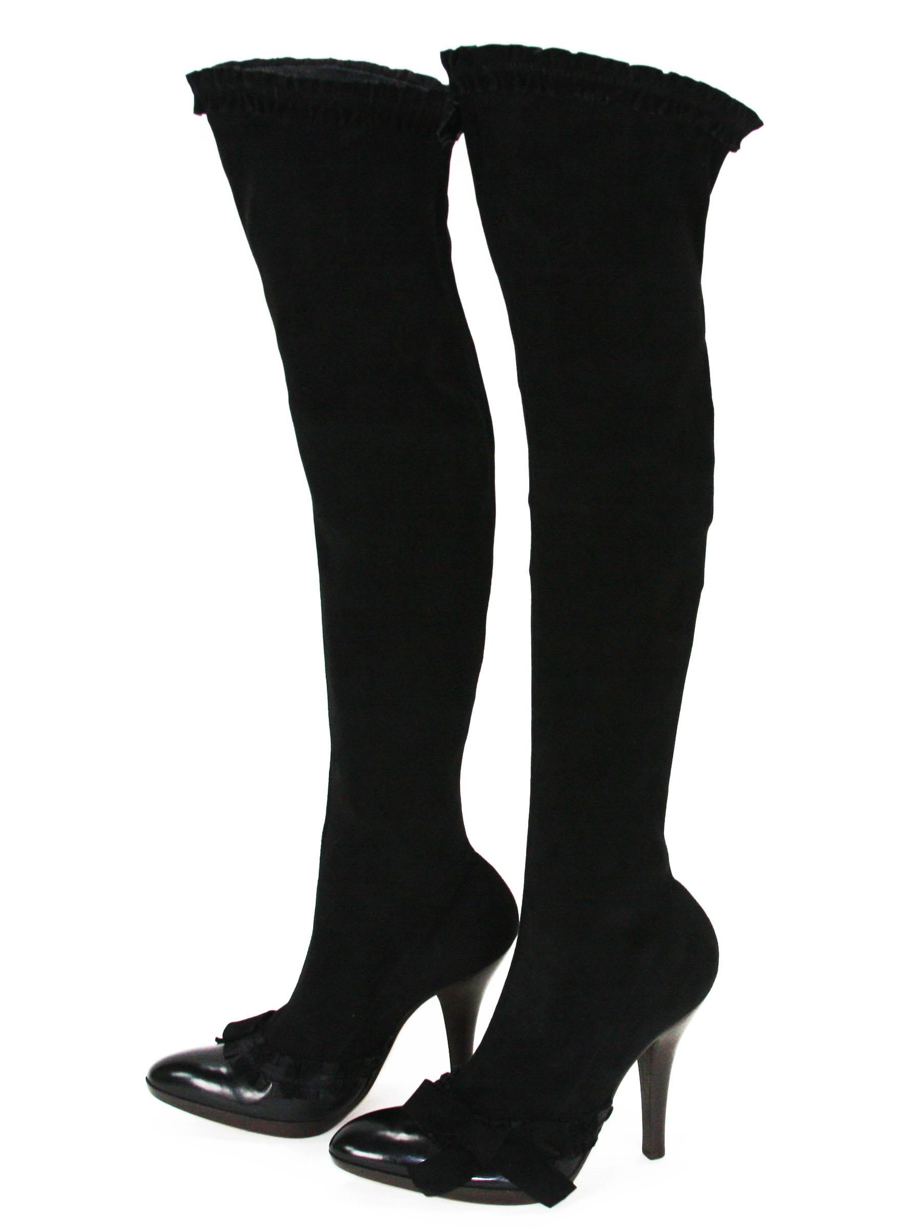 Noir Nouveauté Tom Ford pour Yves Saint Laurent F/W 2001 AD Campaign Over Knee Boots 38 - 8  en vente