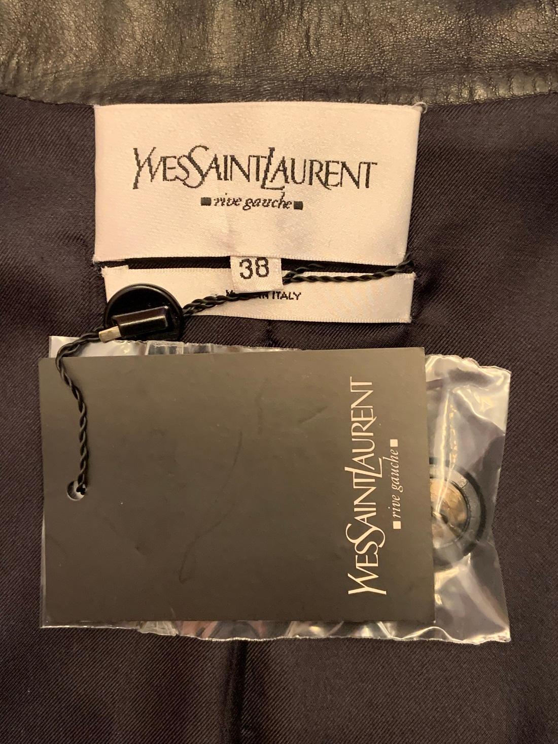 New Tom Ford for Yves Saint Laurent F/W 2001 Leather Military Jacket It 38 For Sale 2