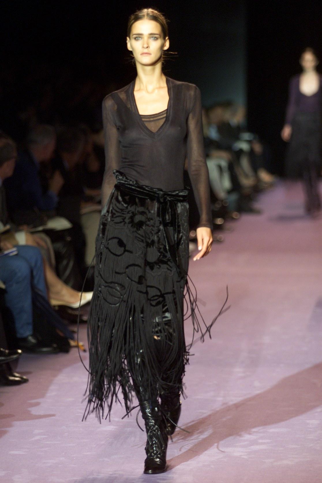 New Tom Ford for Yves Saint Laurent F/W 2001 Velvet Fringe Runway Skirt  Fr. 38 4