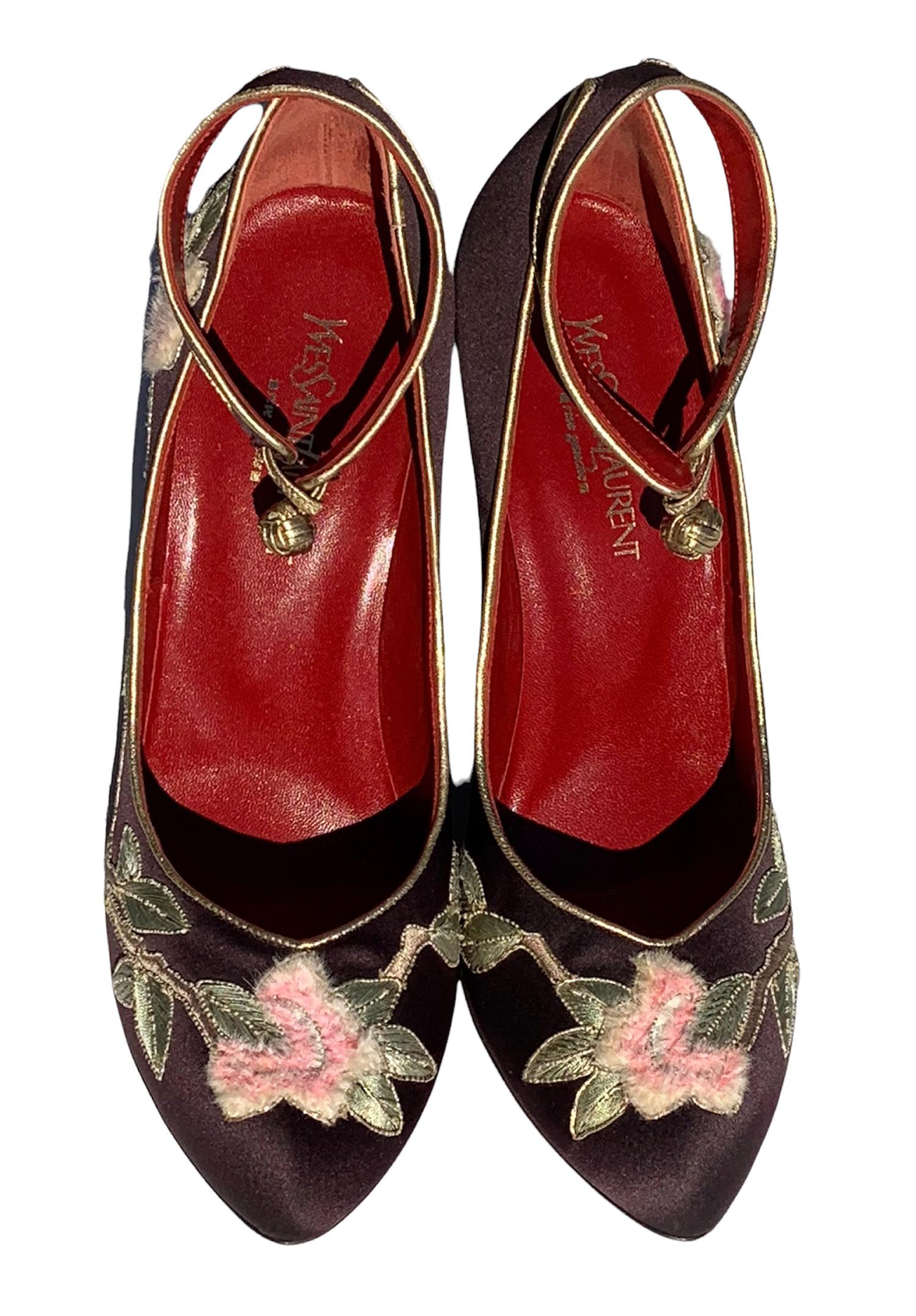 Chaussures à talons lotus Tom Ford pour Yves Saint Laurent, neuves, taille 39,5, automne-hiver 2004  9.5 2