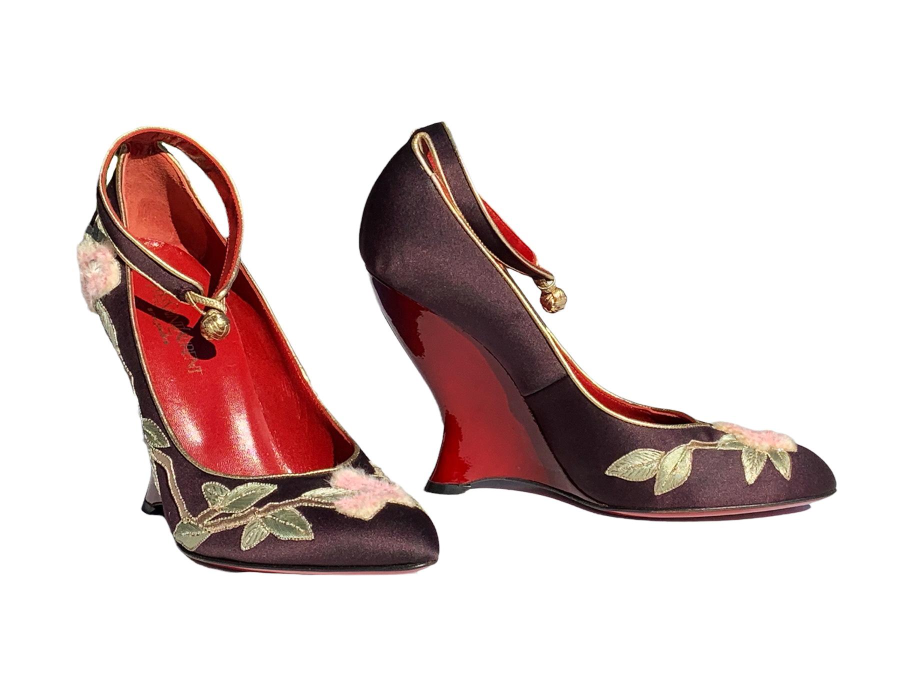 Brown New Tom Ford for Yves Saint Laurent F/W 2004 *Opium* Lotus Pumps Shoes 39.5  9.5 For Sale