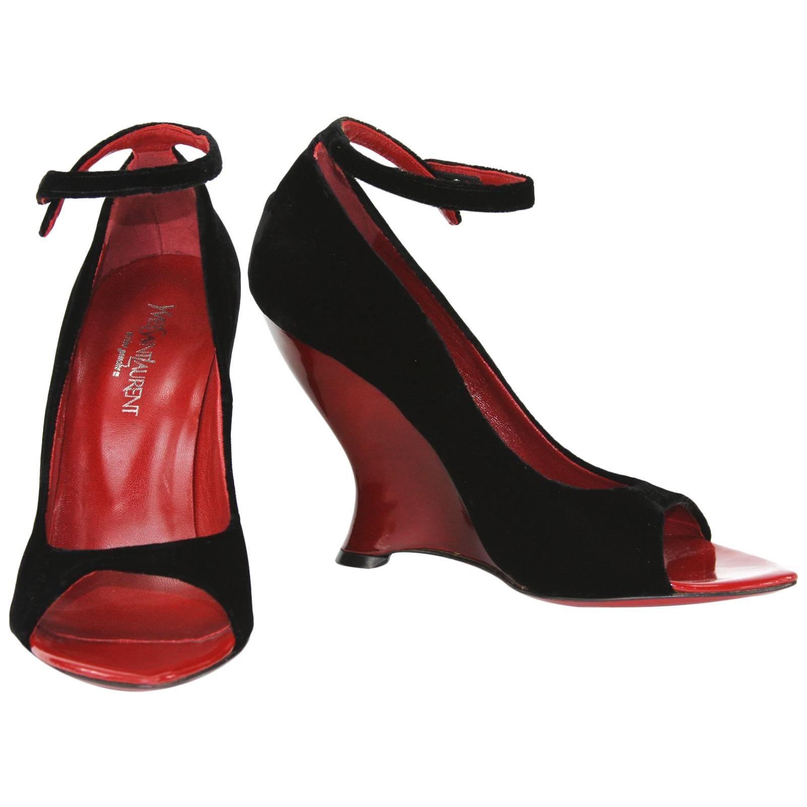 New Tom Ford for Yves Saint Laurent F/W 2004 Red Black Shoes It 38  38.5  39  42 For Sale