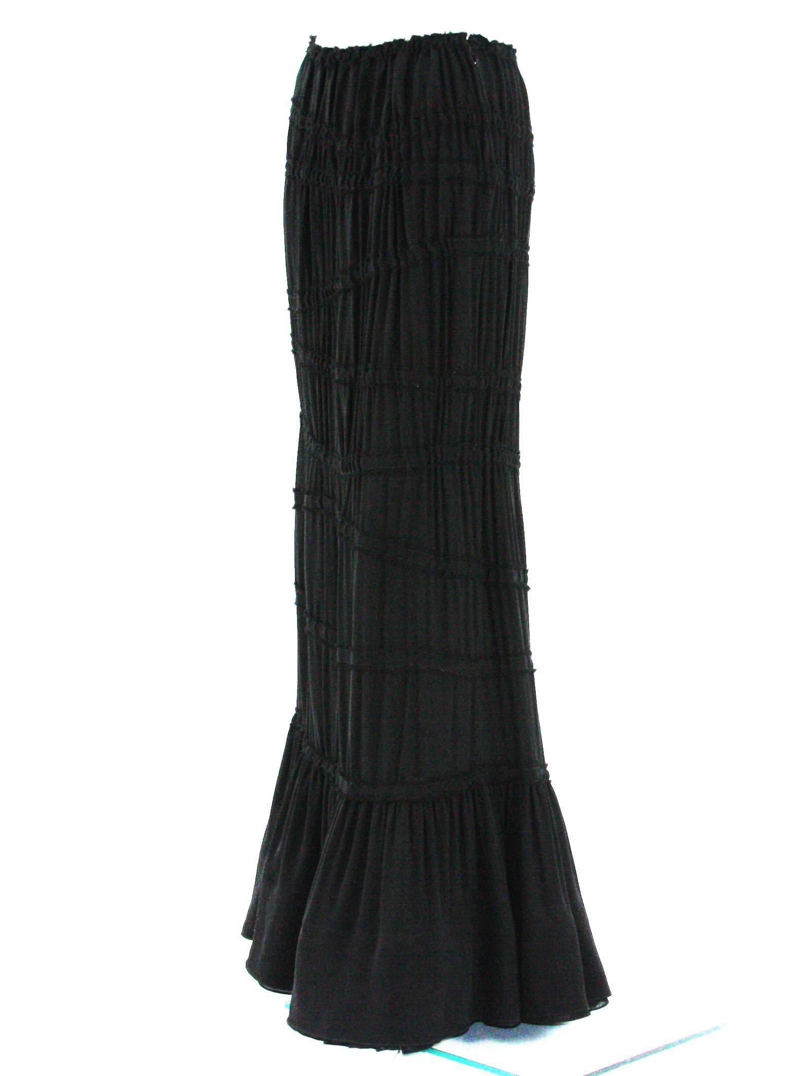 New Tom Ford for Yves Saint Laurent Rive Gauche FW 2001 Ruffled Black Skirt 38 6 In New Condition In Montgomery, TX