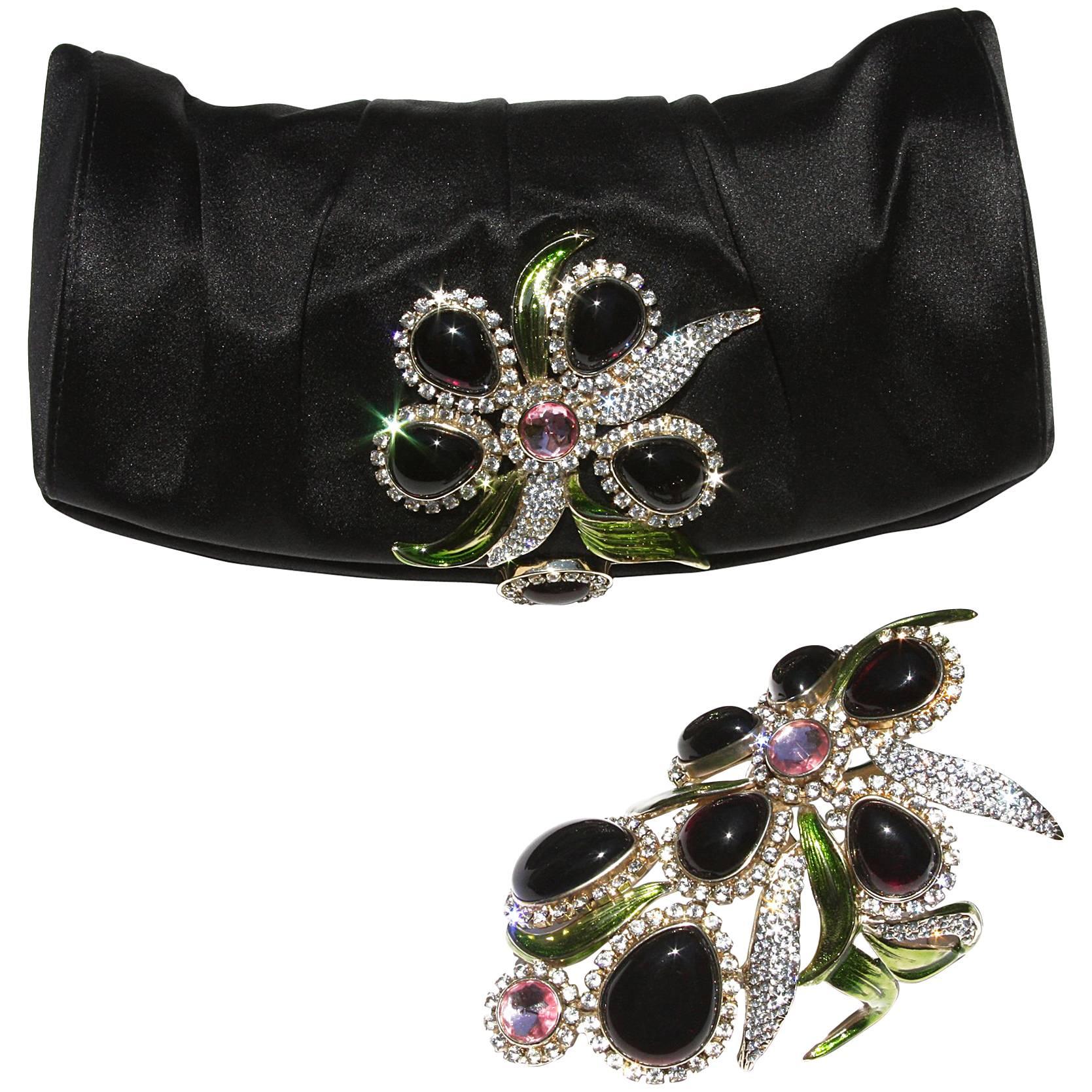 New Tom Ford for Yves Saint Laurent S/S 2004 Crystal Wide Bracelet and Clutch For Sale