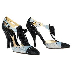 Chaussures à talons Tom Ford pour Yves Saint Laurent embellies de cristaux, pointure 38,5, printemps-été 2004