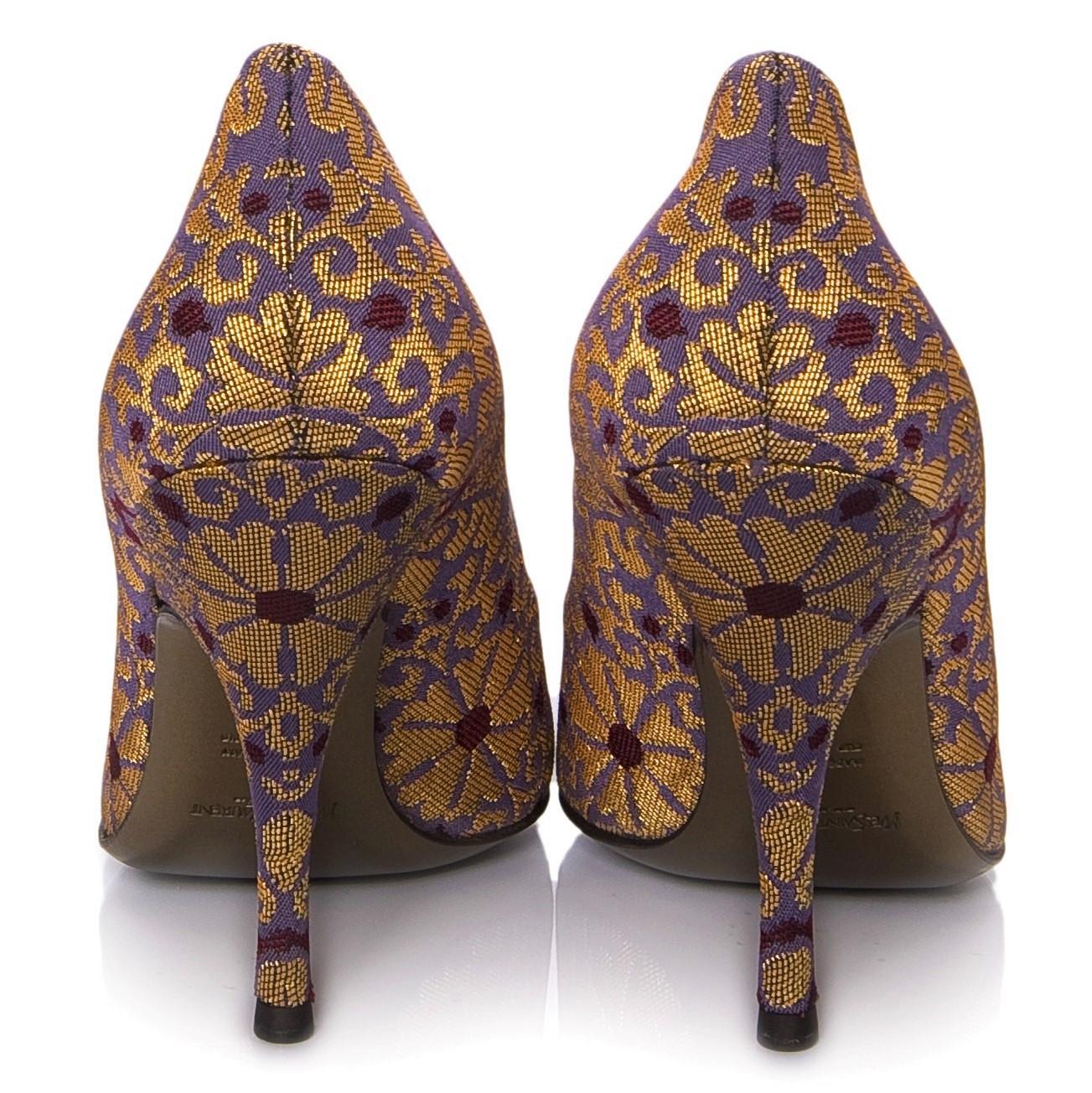 New Tom Ford for Yves Saint Laurent YSL Brocade Heels Pumps Sz 37 In New Condition In Leesburg, VA