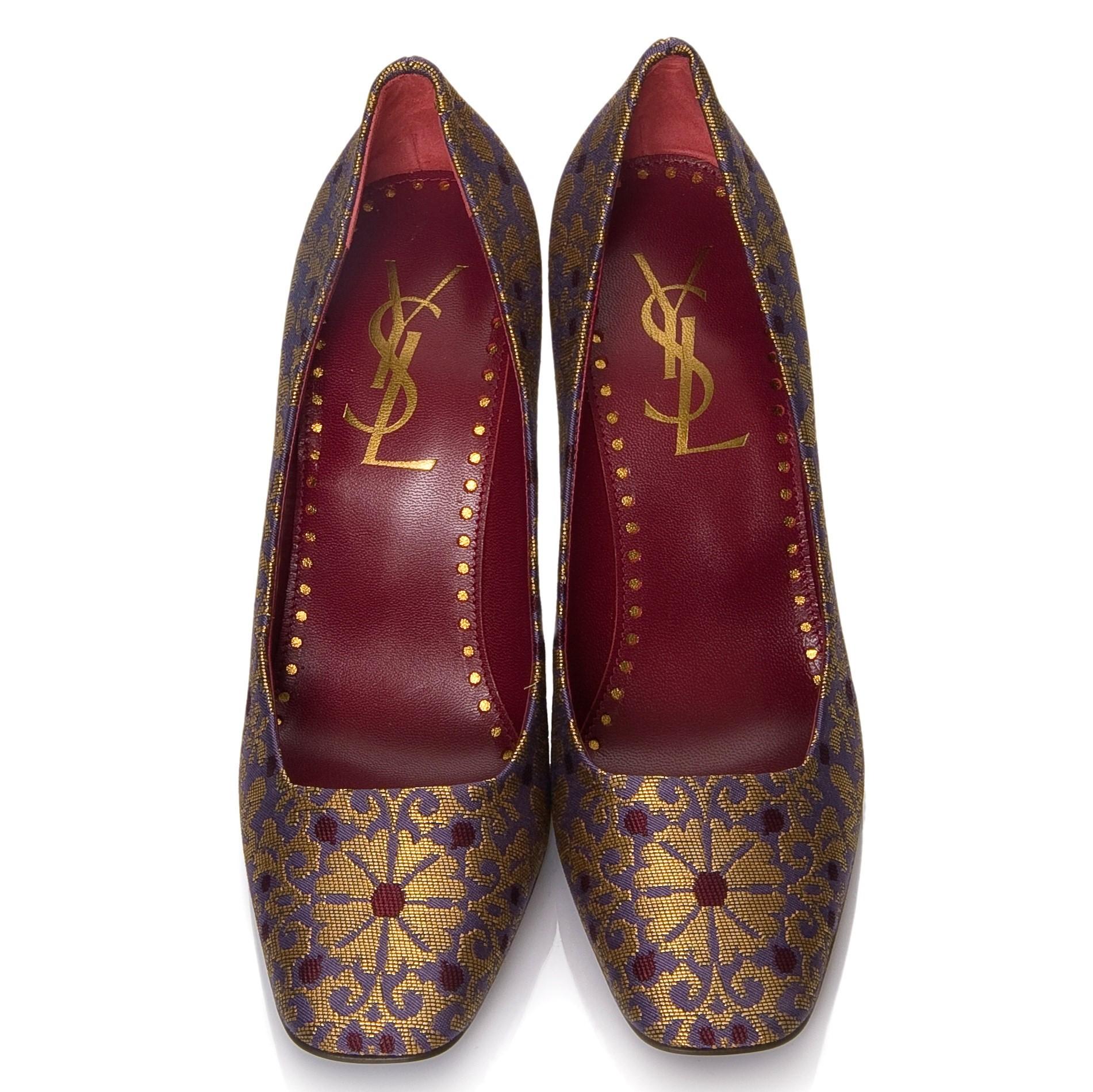 Women's New Tom Ford for Yves Saint Laurent YSL Brocade Heels Pumps Sz 37
