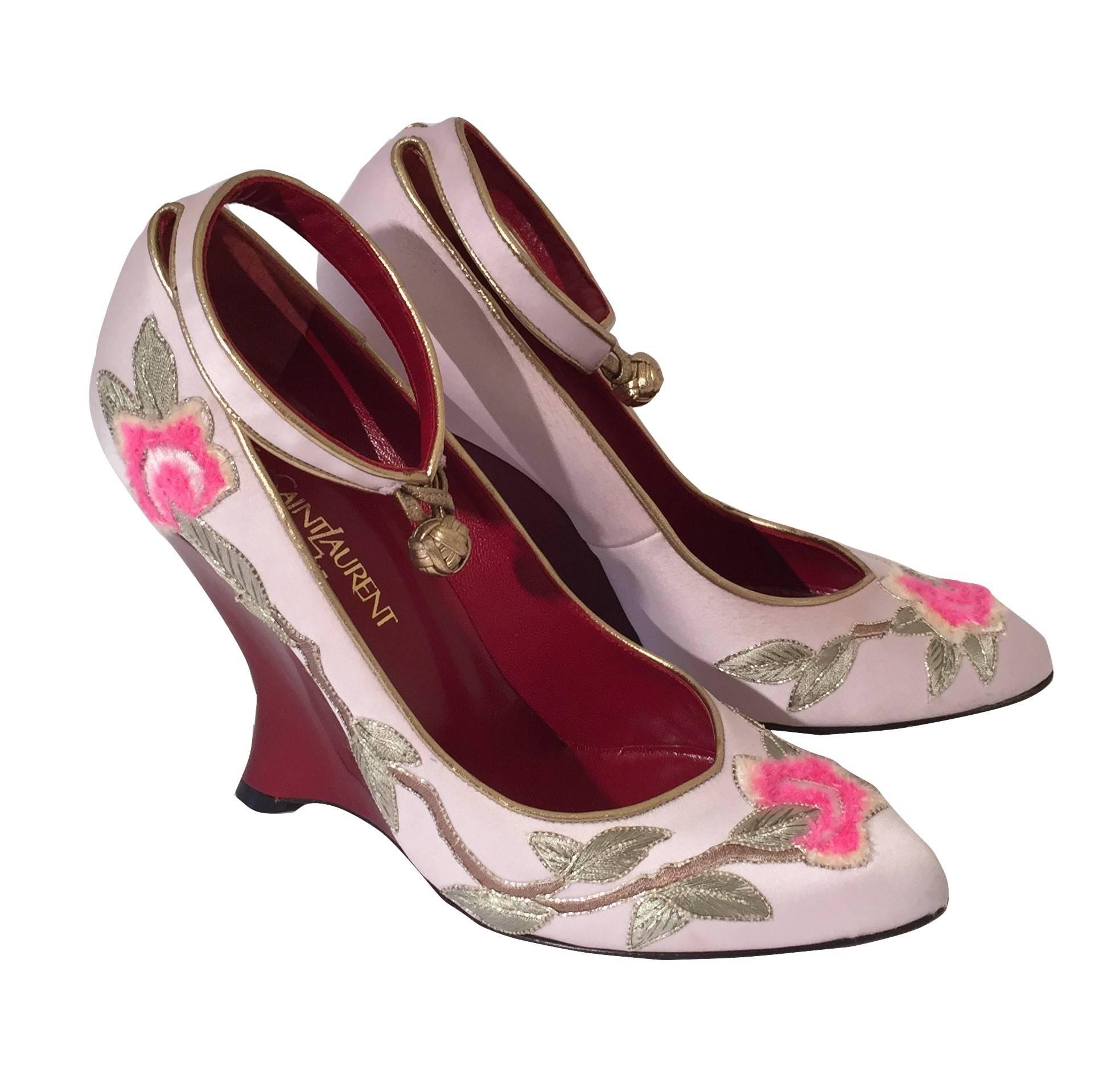 New Tom Ford for Yves Saint Laurent YSL Lotus Heels Final Collection 2004 Sz 38 For Sale 6