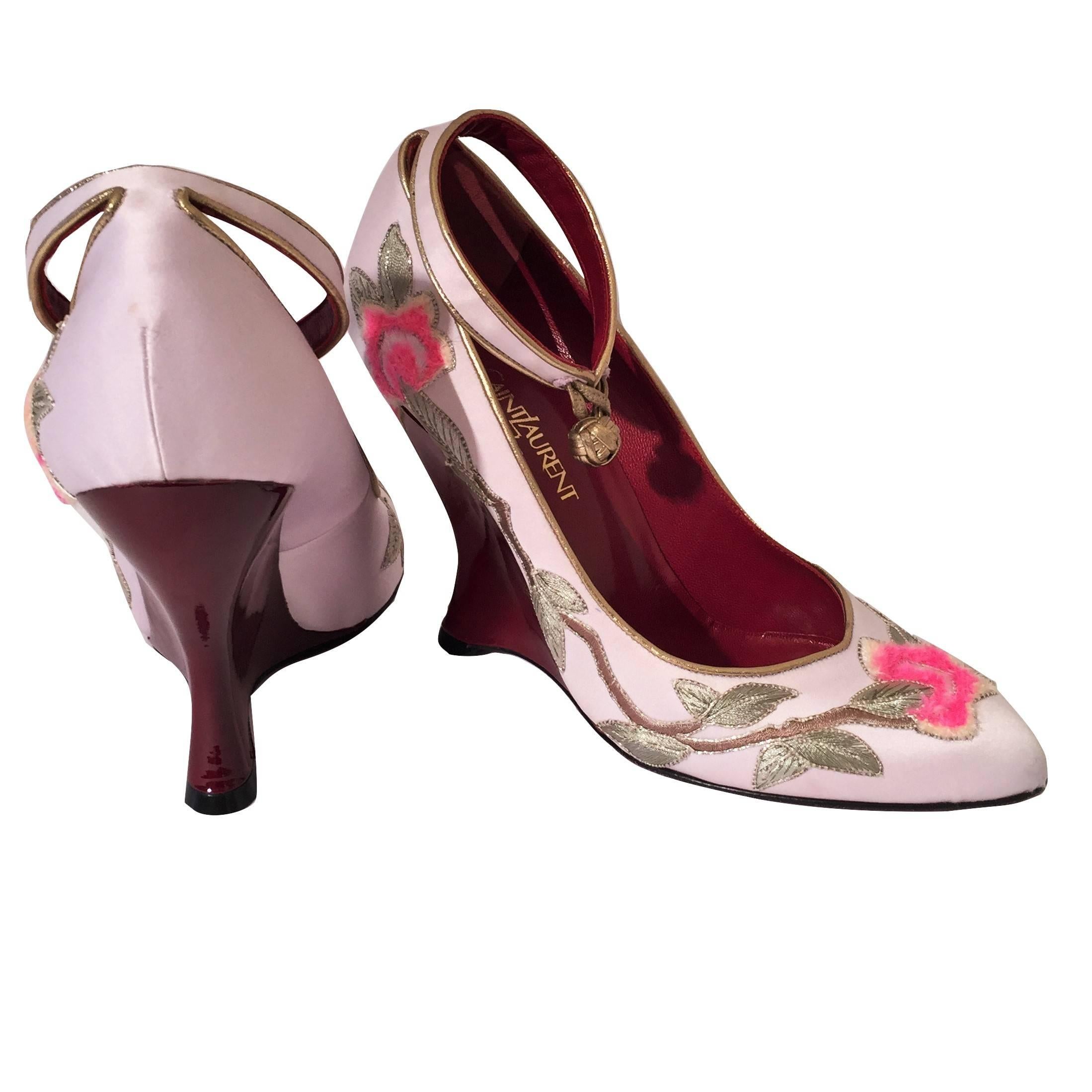 New Tom Ford for Yves Saint Laurent YSL Lotus Heels Final Collection 2004 Sz 38 For Sale 10