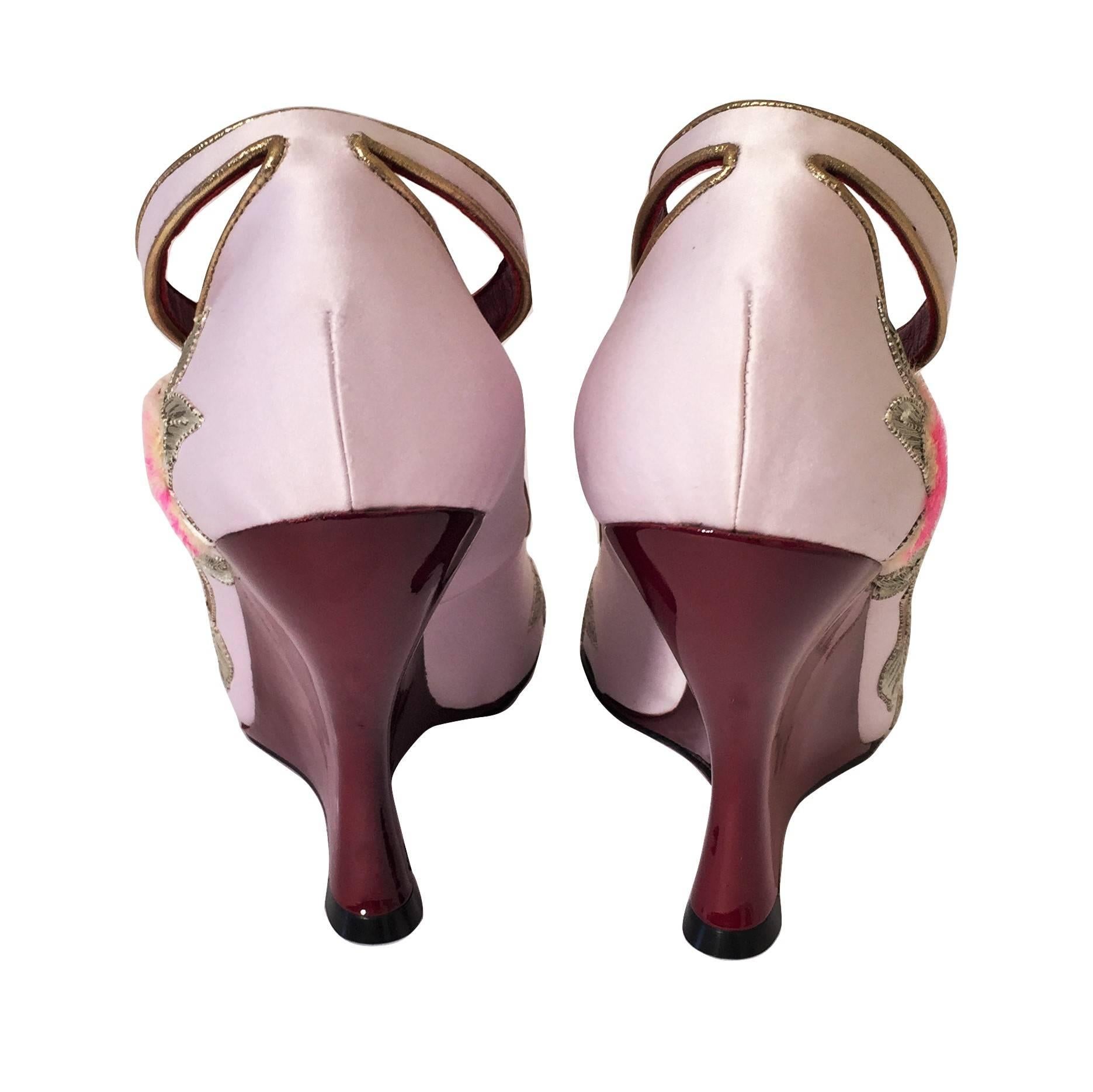 New Tom Ford for Yves Saint Laurent YSL Lotus Heels Final Collection 2004 Sz 38 For Sale 12
