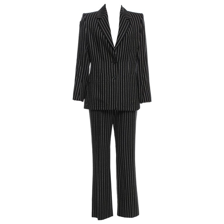 New Tom Ford For Yves Saint Laurent YSL Pinstripe Pantsuit Suit FR40 at