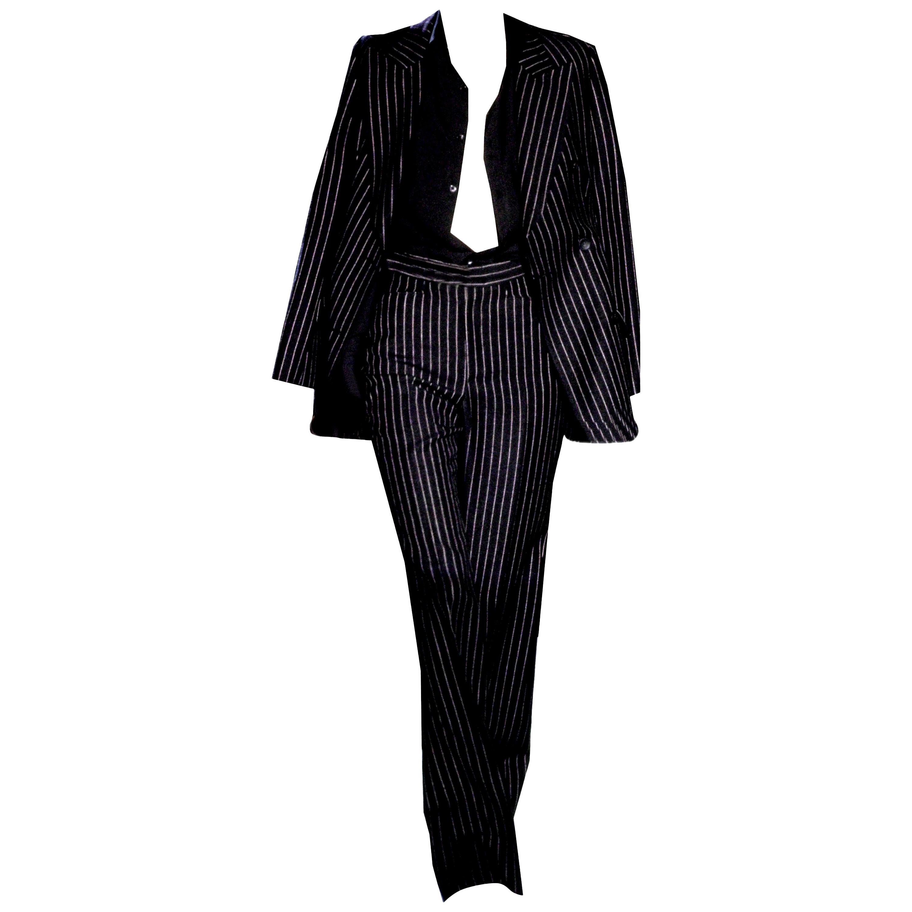 New Tom Ford For Yves Saint Laurent YSL Pinstripe Pantsuit Suit FR40
