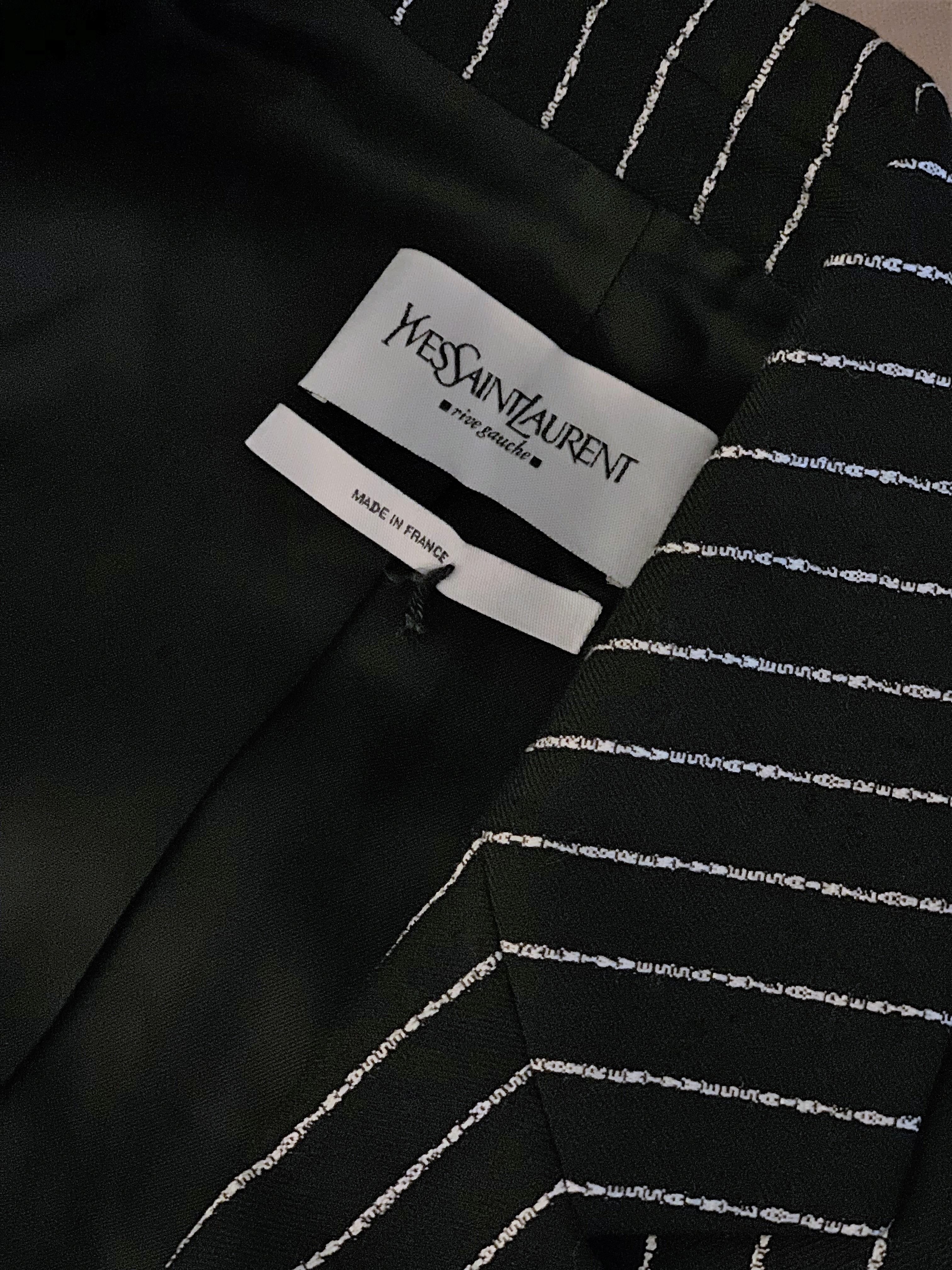Black New Tom Ford For Yves Saint Laurent YSL Pinstripe Pantsuit Suit FR40