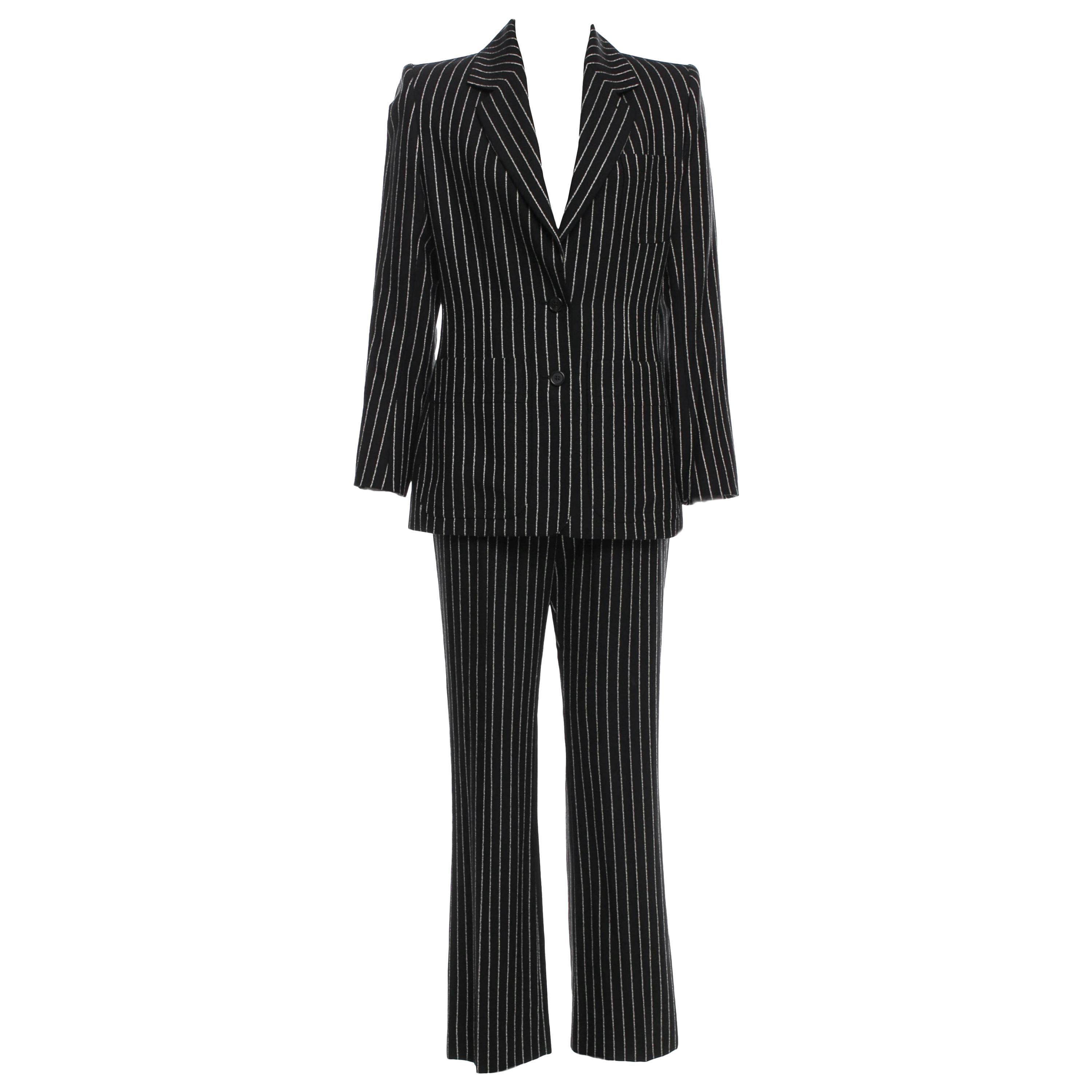 Women's New Tom Ford For Yves Saint Laurent YSL Pinstripe Pantsuit Suit FR40