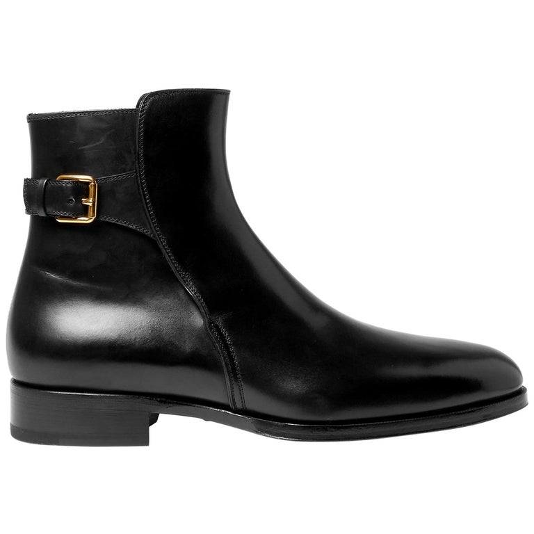 New Tom Ford Men's AUSTIN Polished-Leather Black Boots size 10 - Fr.42 ...