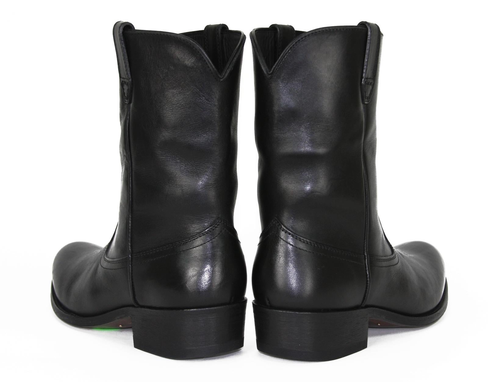 New Tom Ford Men's Black Leather Western Cowboy Boots 8 and 8.5 In New Condition In Montgomery, TX