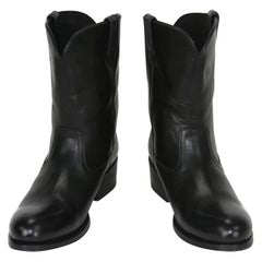 New Tom Ford Men's Black Leather Western Cowboy Boots size 8