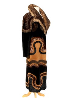 New Tom Ford Several Fur Combination Oversize Collar Multi Color Long Coat