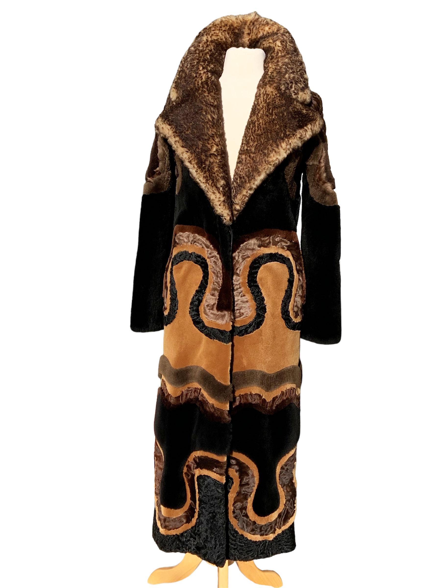 New Tom Ford Several Fur Combination Oversize Collar Multi Color Long Coat  In New Condition For Sale In Montgomery, TX