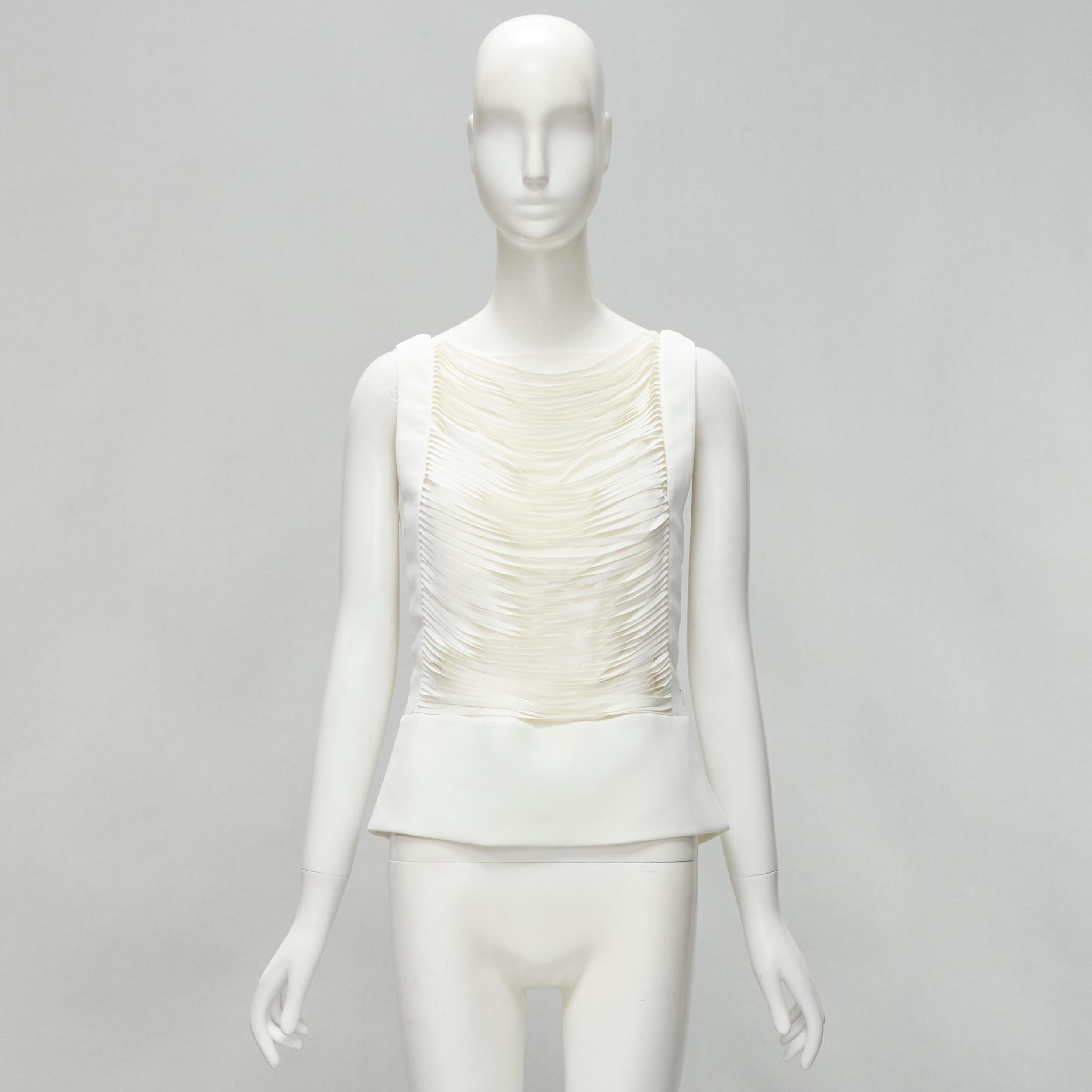 new TOM FORD white laser cut fringe polyester vest bandeau set top IT42 S For Sale 3