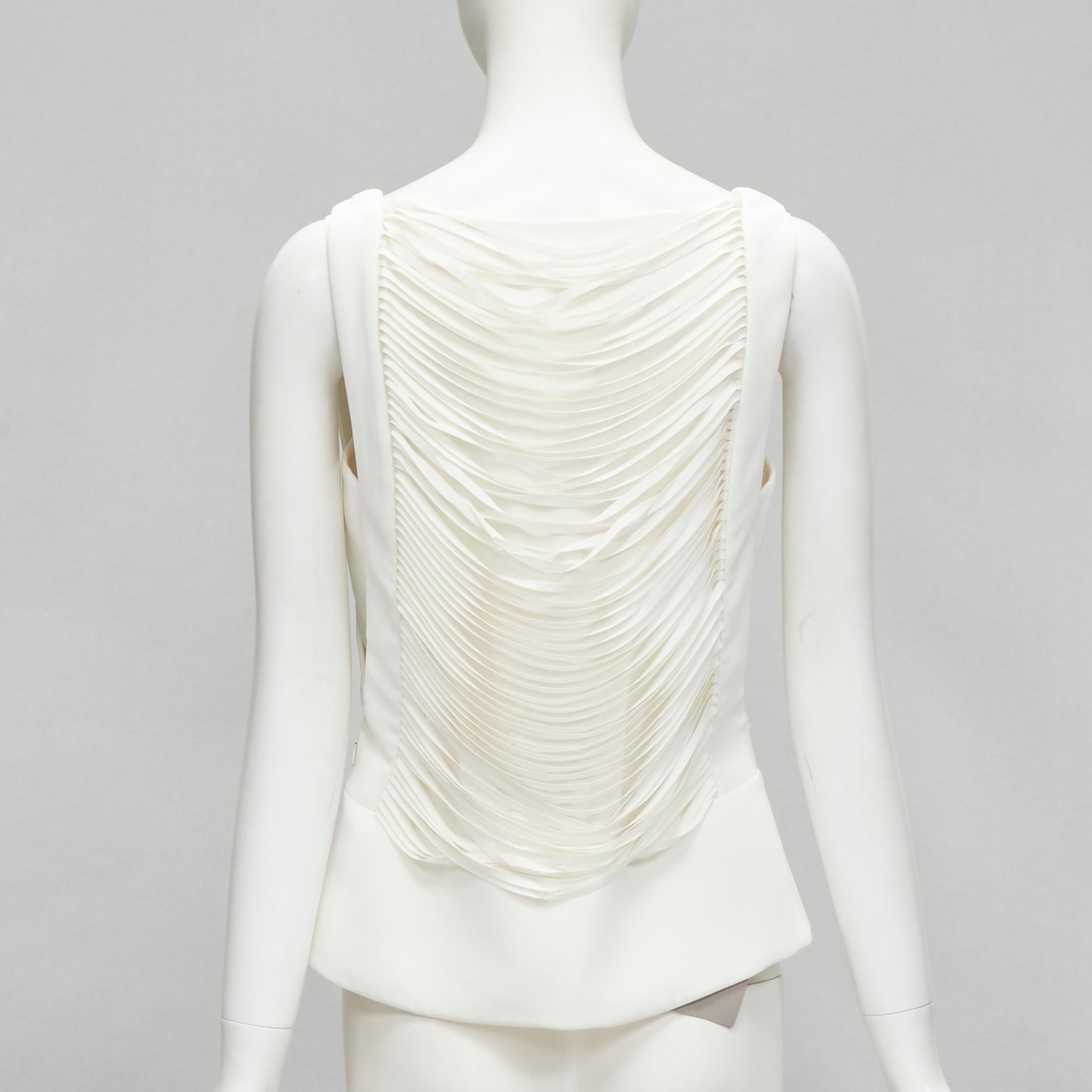 Gray new TOM FORD white laser cut fringe polyester vest bandeau set top IT42 S For Sale