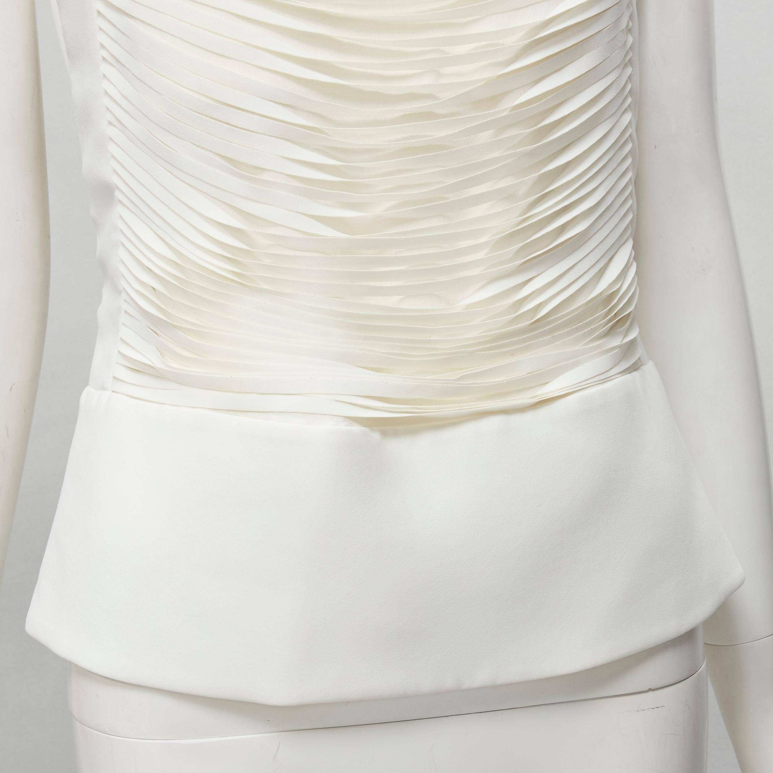 Women's new TOM FORD white laser cut fringe polyester vest bandeau set top IT42 S For Sale