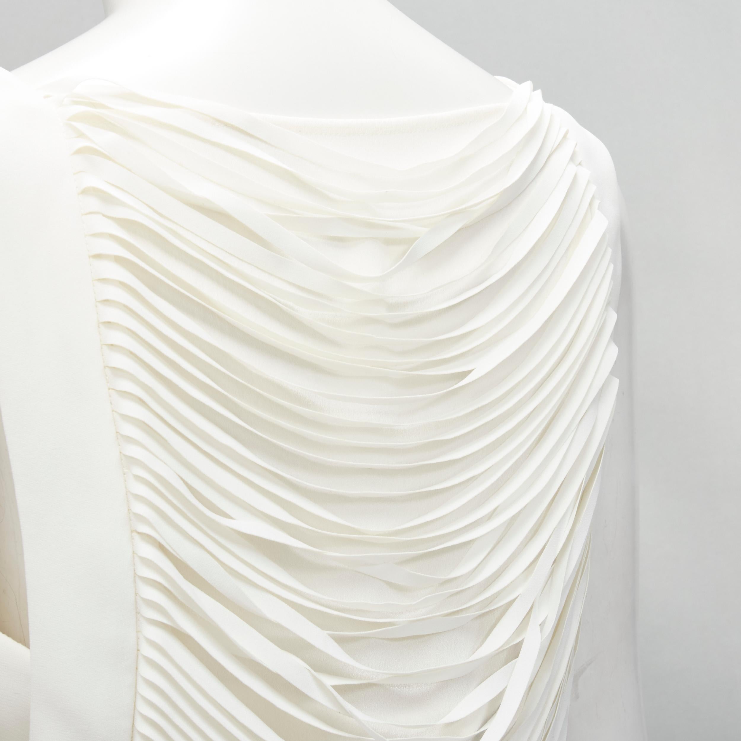 new TOM FORD white laser cut fringe polyester vest bandeau set top IT42 S For Sale 1