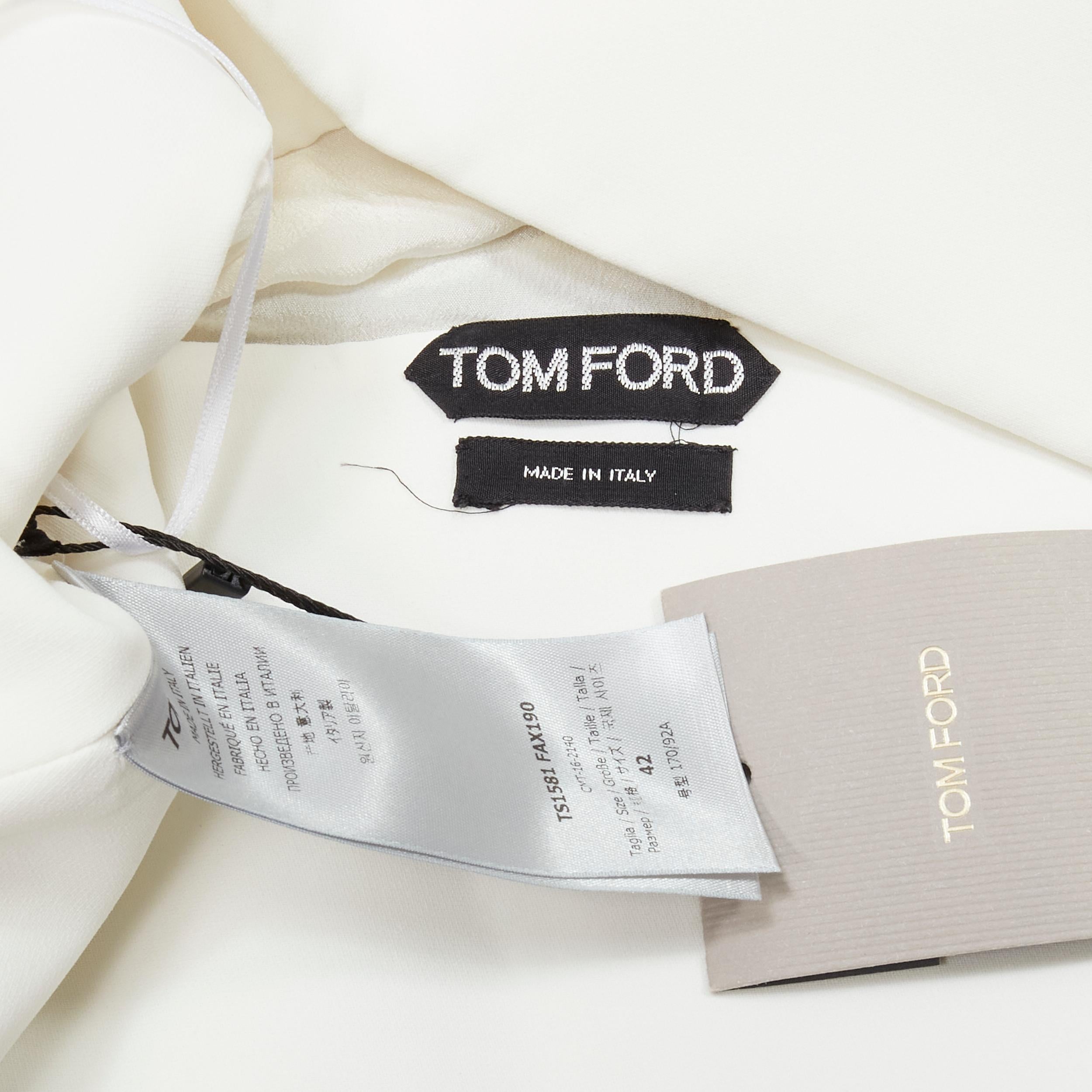 new TOM FORD white laser cut fringe polyester vest bandeau set top IT42 S For Sale 2