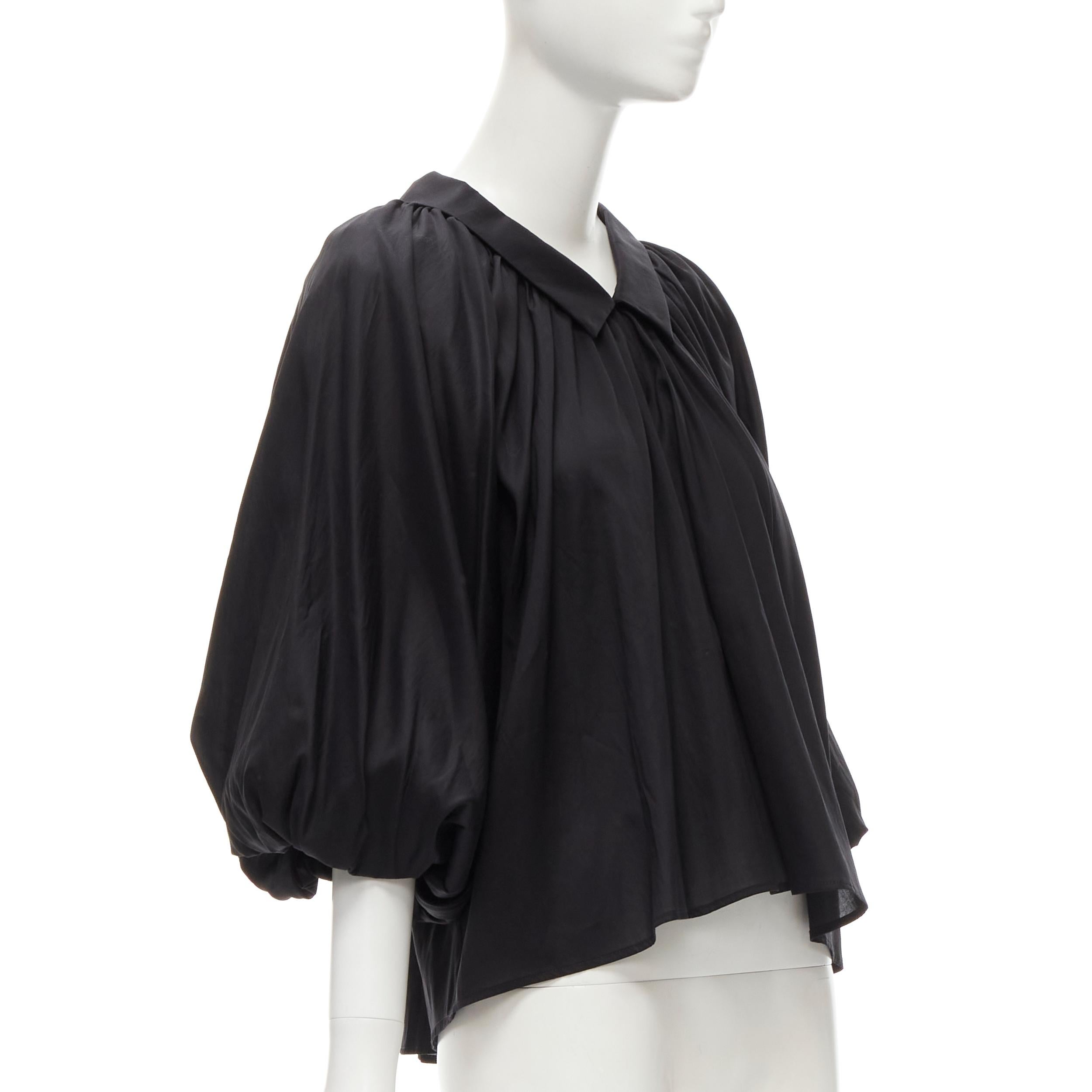 new TOTEME Kerala  black oversized gathered puff bubble cotton blouse top M In New Condition In Hong Kong, NT