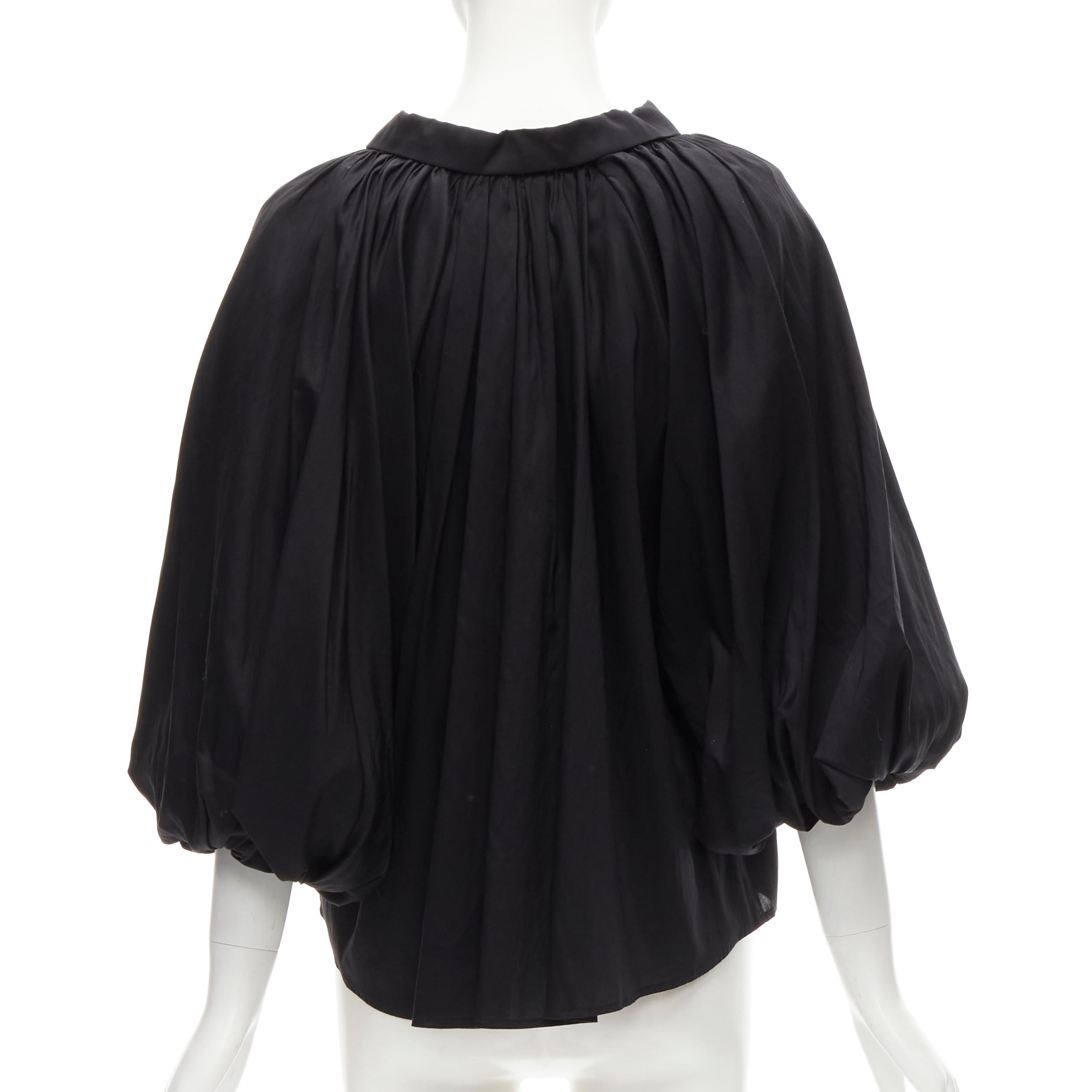 new TOTEME Kerala  black oversized gathered puff bubble cotton blouse top M 1