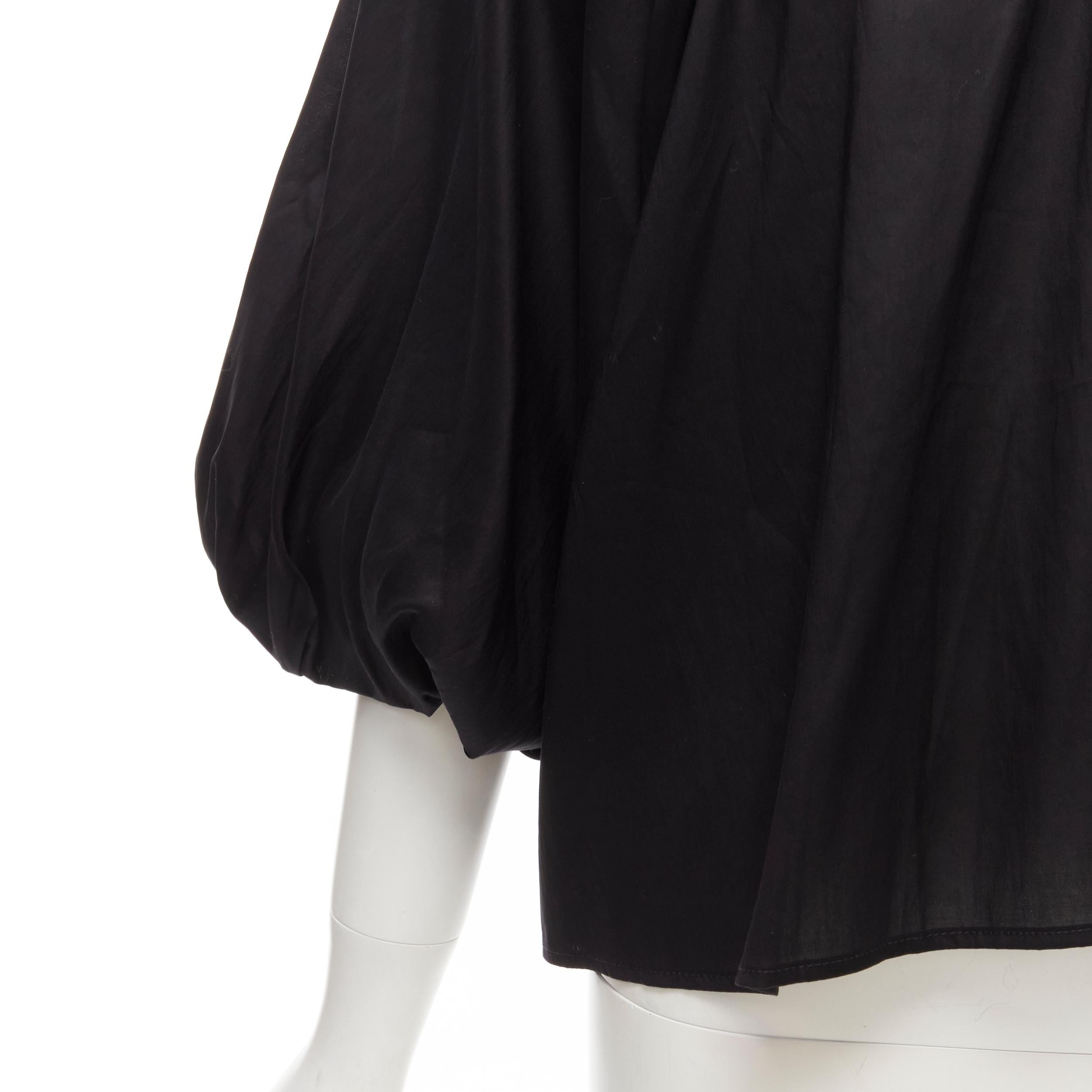new TOTEME Kerala  black oversized gathered puff bubble cotton blouse top M 3