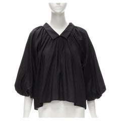 new TOTEME Kerala  black oversized gathered puff bubble cotton blouse top M