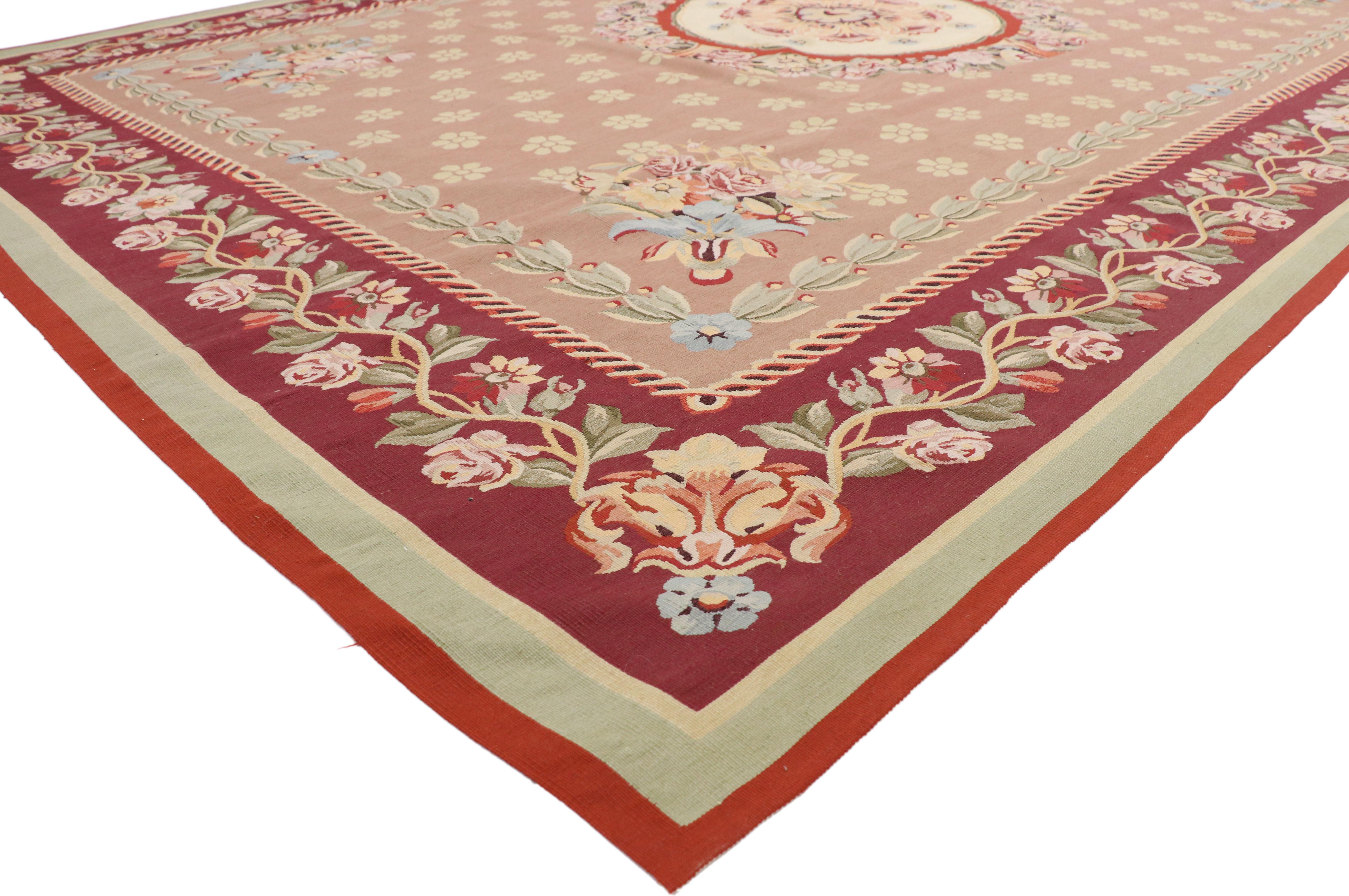 73272 Traditional Chintz Area Rug with French Aubusson Style and Savonnerie Design. Drawing inspiration from Mario Buatta and Louis XVI , this hand-woven wool regal area rug beautifully highlights Chintz Design with French Aubusson and Savonnerie