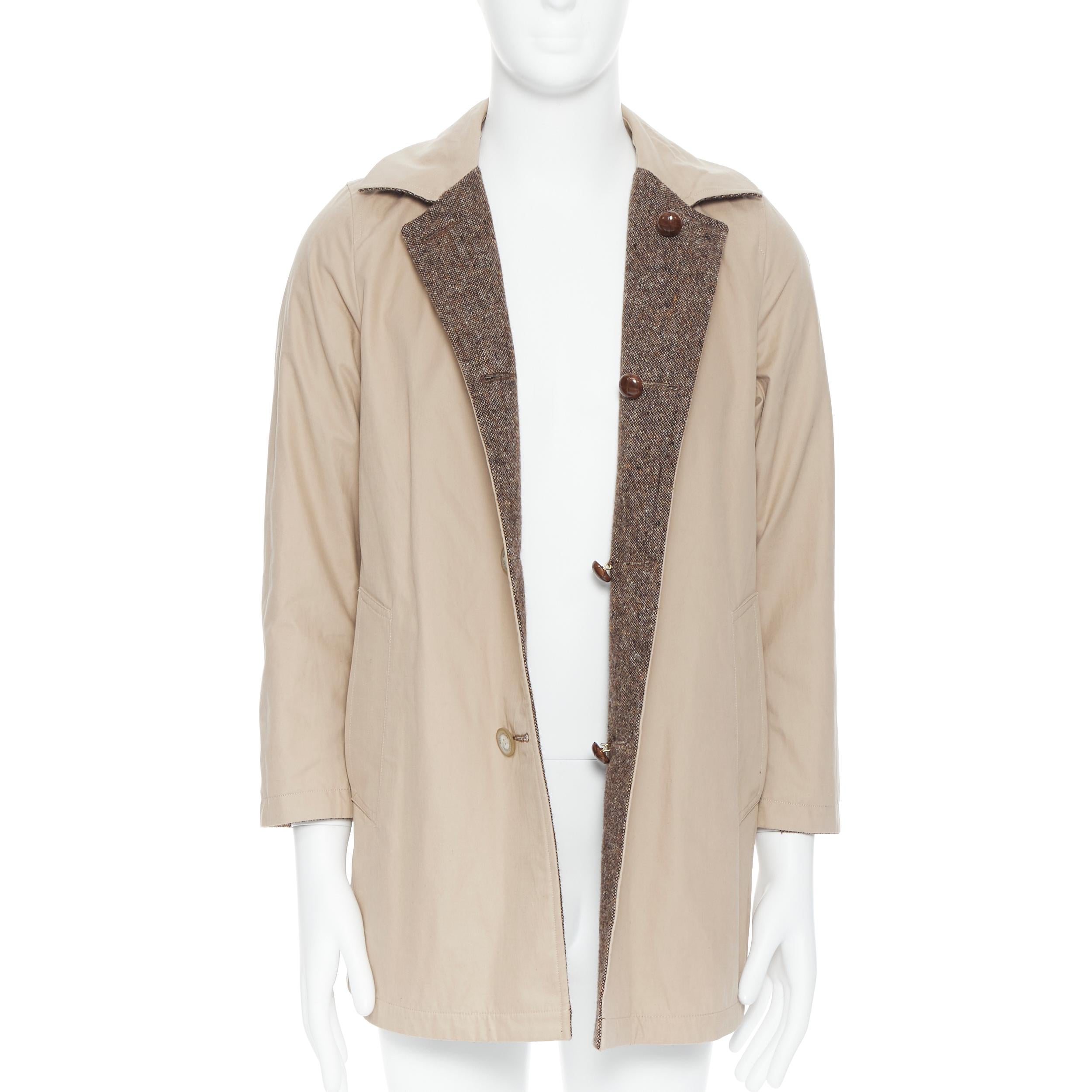 new TRADITIONAL WEATHERMAN Reversible Newbury wool tweed cotton trench ...