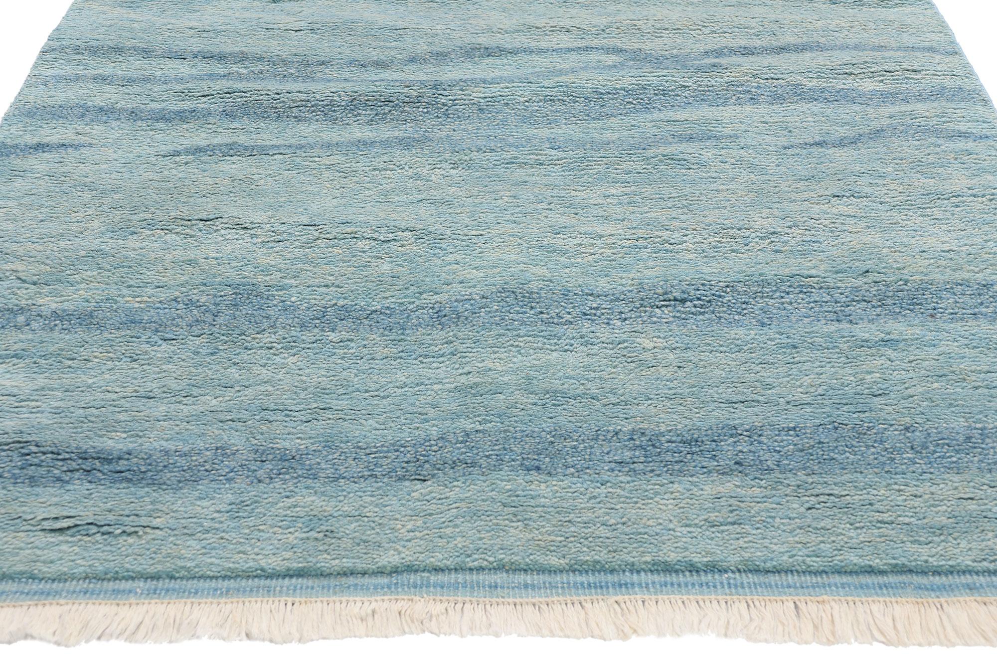 Indien Nouveau tapis marocain Tranquil Tides bleu ciel, 04'00 x 08'02 en vente