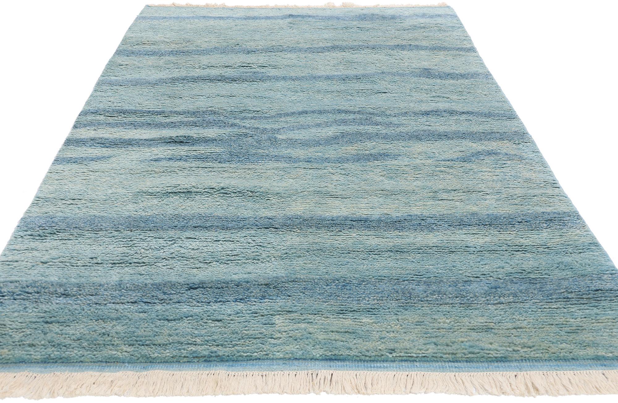 Bohémien New Tranquil Tides Tappeto marocchino moderno blu cielo, 04'01 x 07'11 in vendita